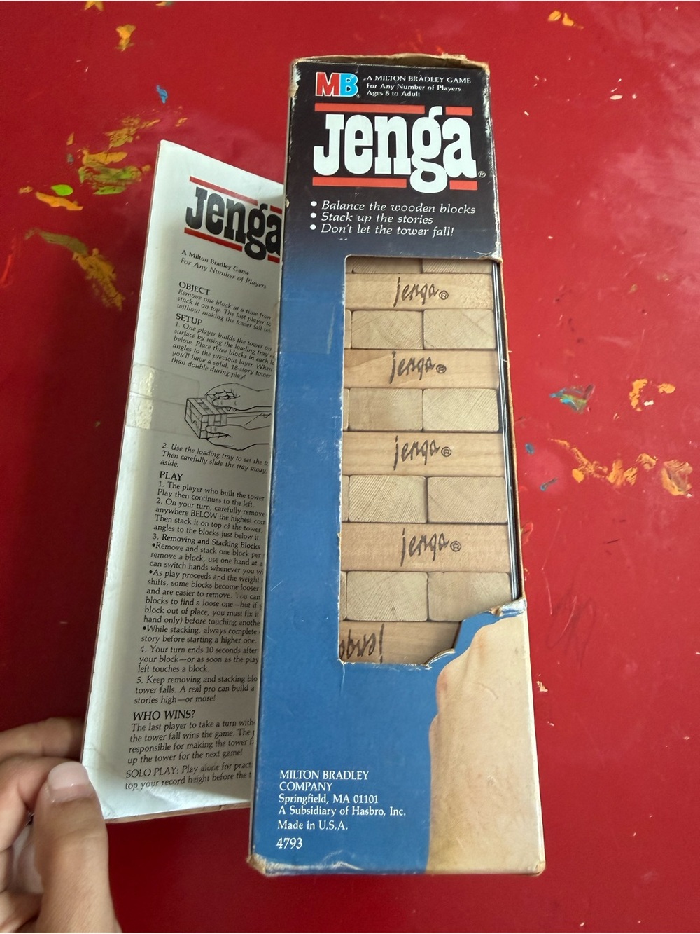 Vintage Milton Bradley 1986 Jenga Wooden Block Game - Natural Wood